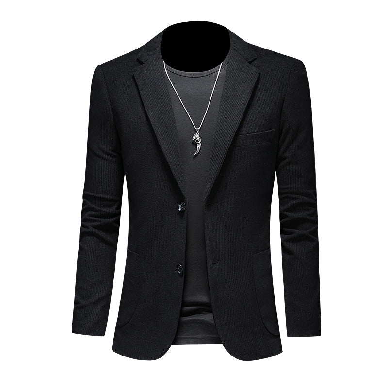 Mens Casual Corduroy Slim-fit Suit Jacket