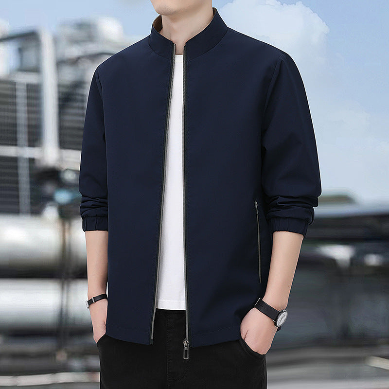 Mens Stand-Up Collar Business-Style Lightweight Casual Jacket