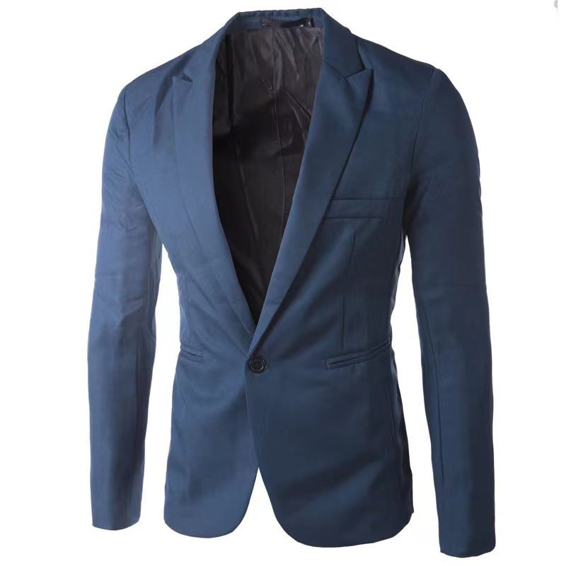 Stylish Casual Mens Blazer In Korean Style Slim-fit With A Single Button