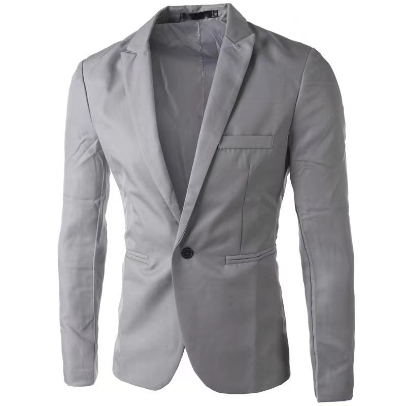 Stylish Casual Mens Blazer In Korean Style Slim-fit With A Single Button