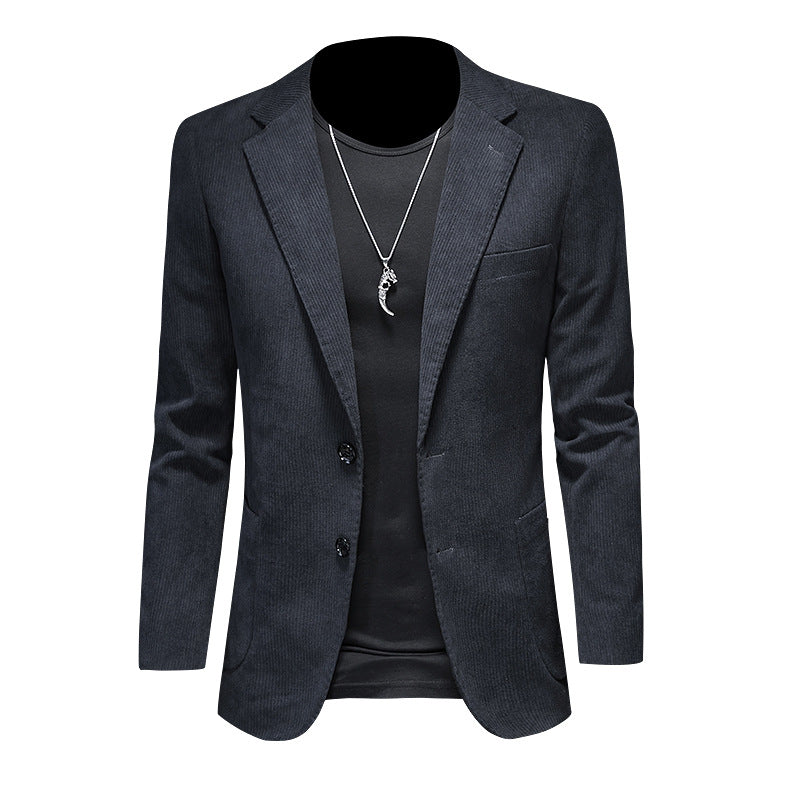 Mens Casual Corduroy Slim-fit Suit Jacket