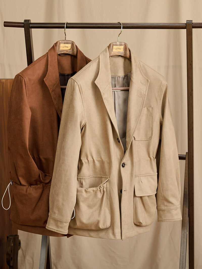 Suede Casual Lapel Jacket Commuting Slim Coat Trendy Men