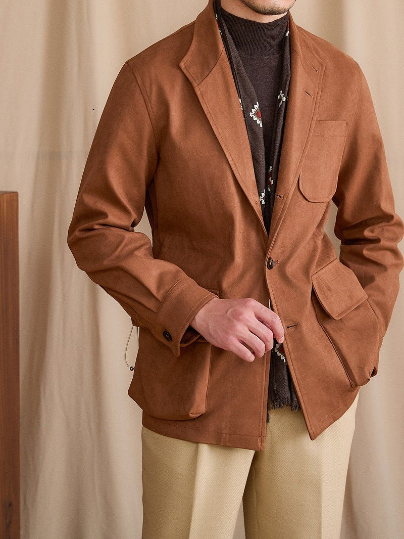 Suede Casual Lapel Jacket Commuting Slim Coat Trendy Men