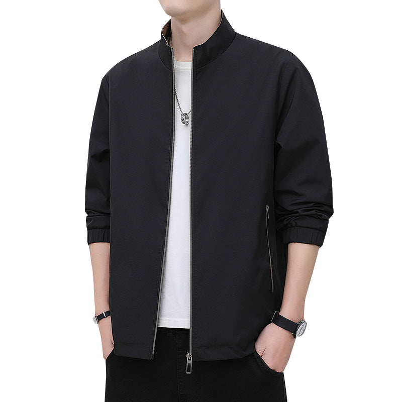 Mens Stand-Up Collar Business-Style Lightweight Casual Jacket