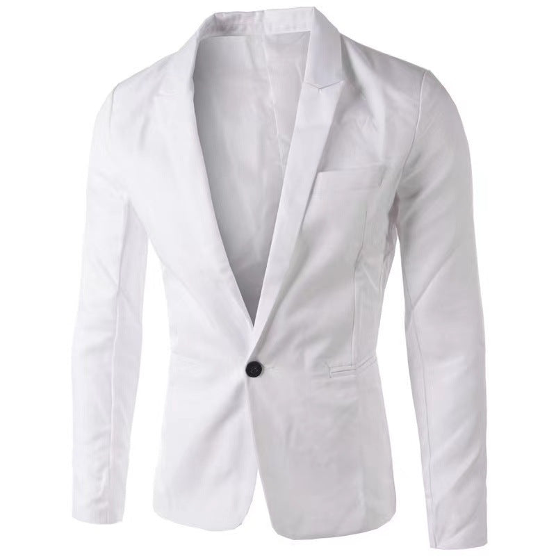 Stylish Casual Mens Blazer In Korean Style Slim-fit With A Single Button