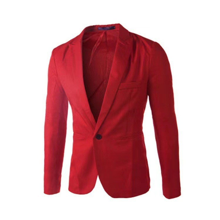 Stylish Casual Mens Blazer In Korean Style Slim-fit With A Single Button
