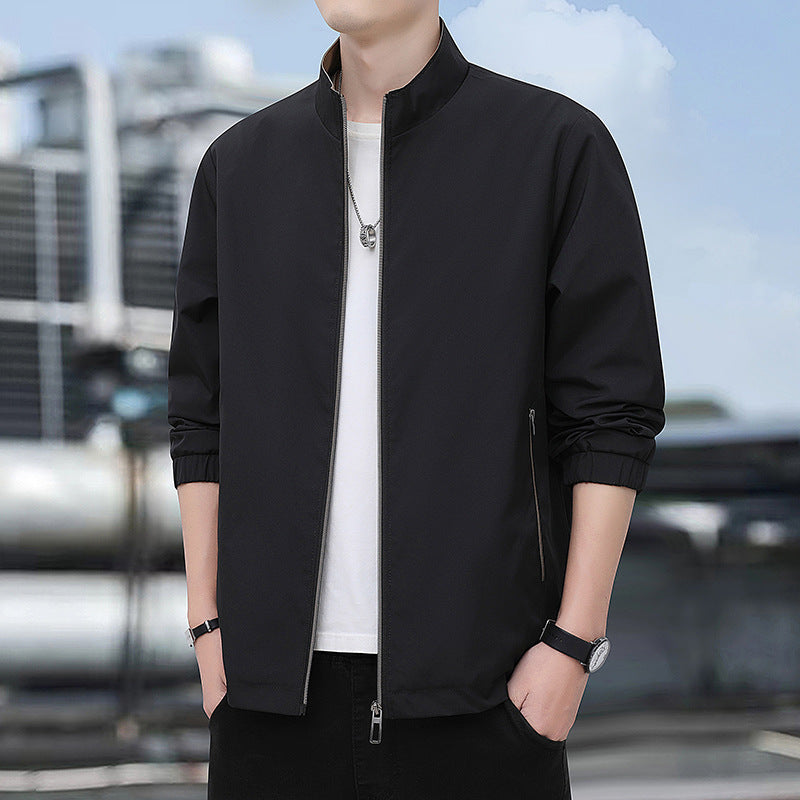 Mens Stand-Up Collar Business-Style Lightweight Casual Jacket