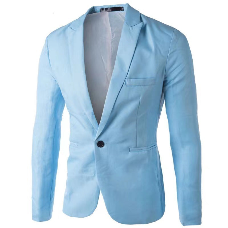 Stylish Casual Mens Blazer In Korean Style Slim-fit With A Single Button